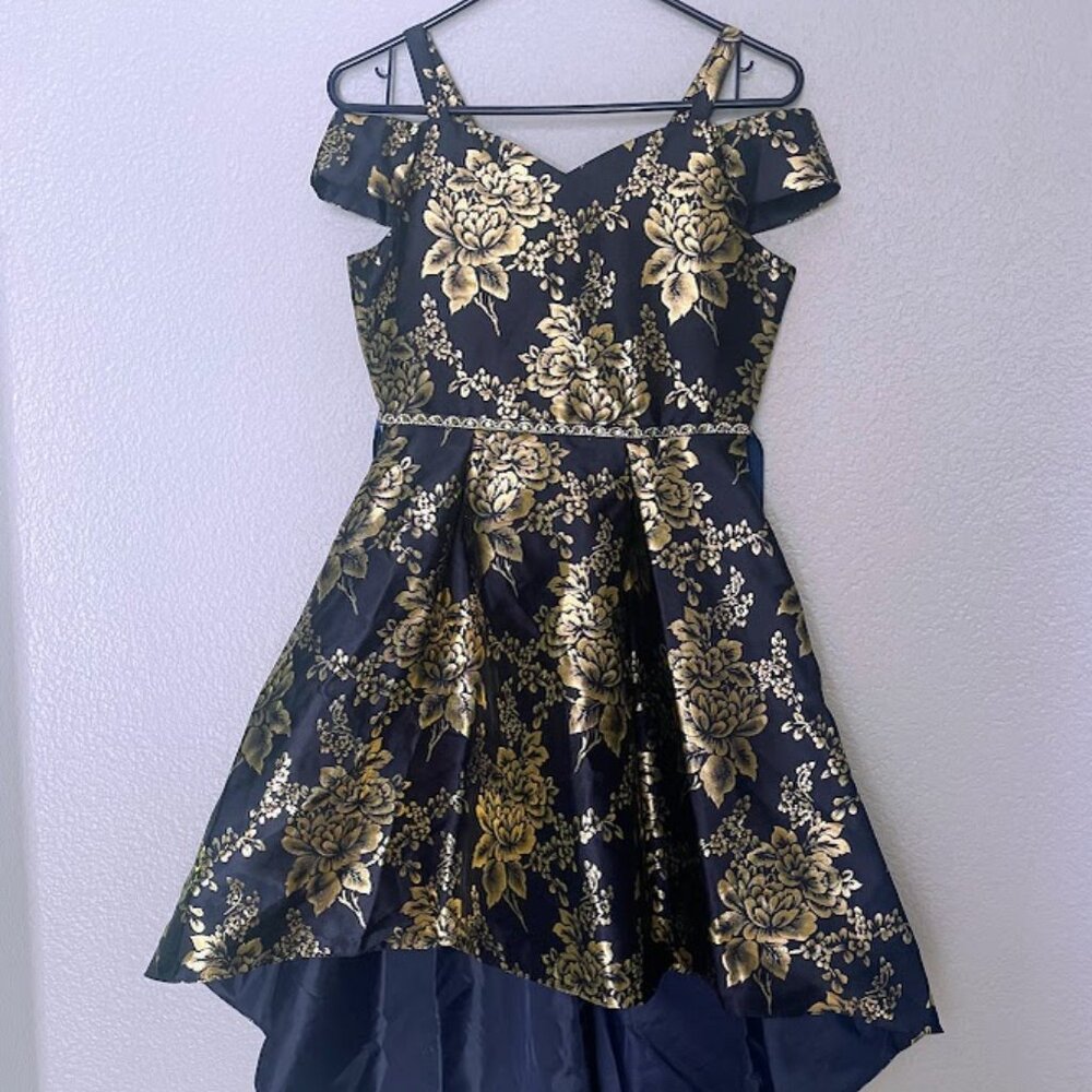 Girls Floral Mikado Cold-Shoulder Dress 7
